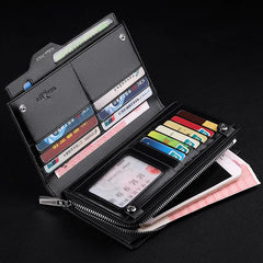 Men's leather handbag, multifunctional long wallet