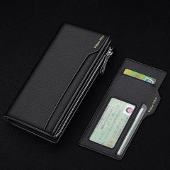Men's leather handbag, multifunctional long wallet