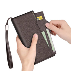 Men's leather handbag, multifunctional long wallet