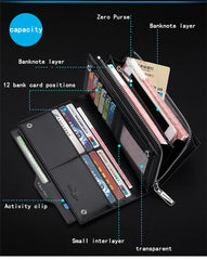 Men's leather handbag, multifunctional long wallet
