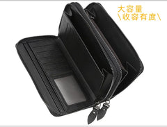 Baellerry Men's Long Purse Men Wallets Double Zipper