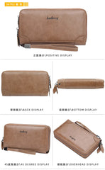 Baellerry Men's Long Purse Men Wallets Double Zipper