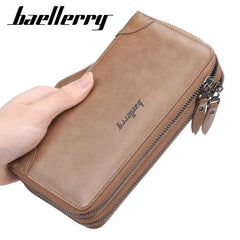 Baellerry Men's Long Purse Men Wallets Double Zipper