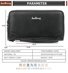Baellerry Men's Long Purse Men Wallets Double Zipper