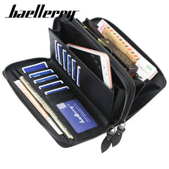 Baellerry Men's Long Purse Men Wallets Double Zipper