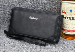 Baellerry Men's Long Purse Men Wallets Double Zipper