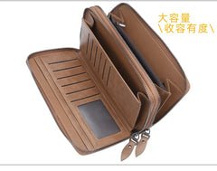 Baellerry Men's Long Purse Men Wallets Double Zipper