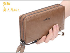 Baellerry Men's Long Purse Men Wallets Double Zipper