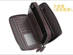 Baellerry Men's Long Purse Men Wallets Double Zipper