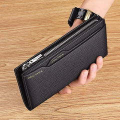 Men's leather handbag, multifunctional long wallet