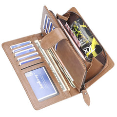 Baellerry Men's Long PU Wallet with Snap Button & Zipper