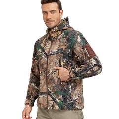 Men's Quiet Softshell Camouflage Hunting Jacket Hooded Coat