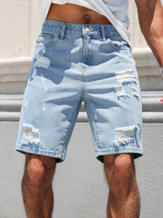 Hole washed Water Buffalo Denim Short Pants Trendy Shorts