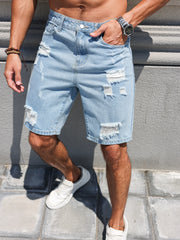 Hole washed Water Buffalo Denim Short Pants Trendy Shorts