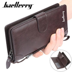 Baellerry Men's Long PU Wallet with Snap Button & Zipper