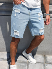 Hole washed Water Buffalo Denim Short Pants Trendy Shorts