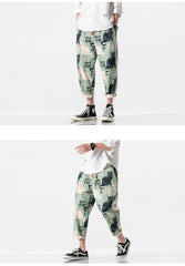 Mens Joggers Hip Hop Cat Print Pants Streetwear