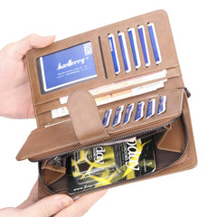 Baellerry Men's Long PU Wallet with Snap Button & Zipper
