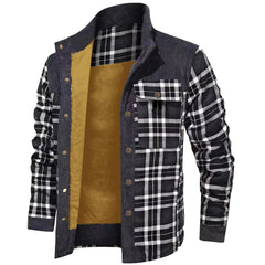 Men's Winter Wool Lined Flannel Plaid Shirt Jacket Coats