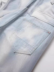 Men Blue Denim Shorts Italian Style Male Shorts Jeans