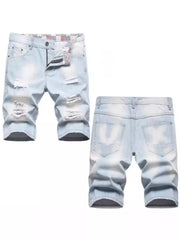 Men Blue Denim Shorts Italian Style Male Shorts Jeans