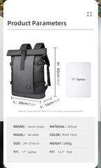 Heroic Knight Roll Top Backpack Waterproof Men