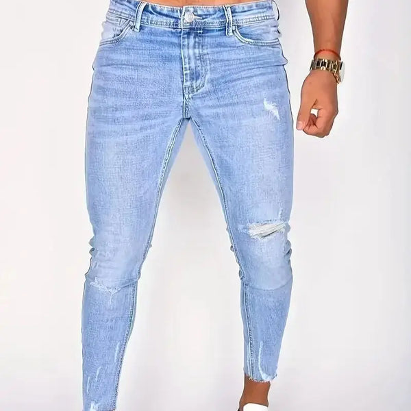 Men's Casual Slim Fit Ripped Jeans, Men's Denim Pants