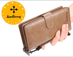 Baellerry Men's Long PU Wallet with Snap Button & Zipper
