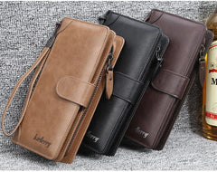 Baellerry Men's Long PU Wallet with Snap Button & Zipper