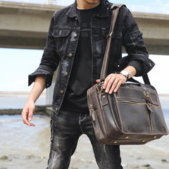Vintage Men's Vintage Genuine Leather Briefcase Laptop Bag