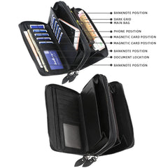 Baellerry Men's Long Purse Men Wallets Double Zipper