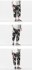 Mens Joggers Hip Hop Cat Print Pants Streetwear