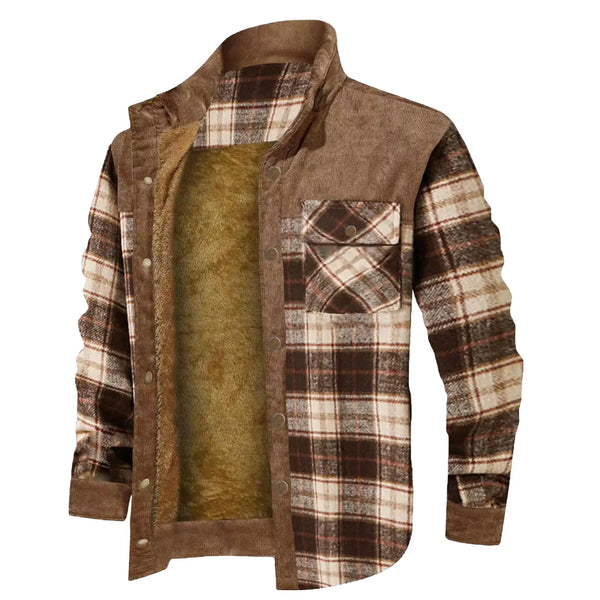 Men's Winter Wool Lined Flannel Plaid Shirt Jacket Coats