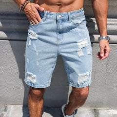 Hole washed Water Buffalo Denim Short Pants Trendy Shorts