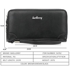 Baellerry Men's Long Purse Men Wallets Double Zipper