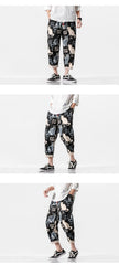 Mens Joggers Hip Hop Cat Print Pants Streetwear