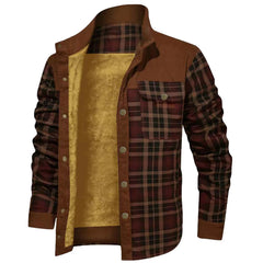 Men's Winter Wool Lined Flannel Plaid Shirt Jacket Coats