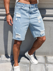 Hole washed Water Buffalo Denim Short Pants Trendy Shorts