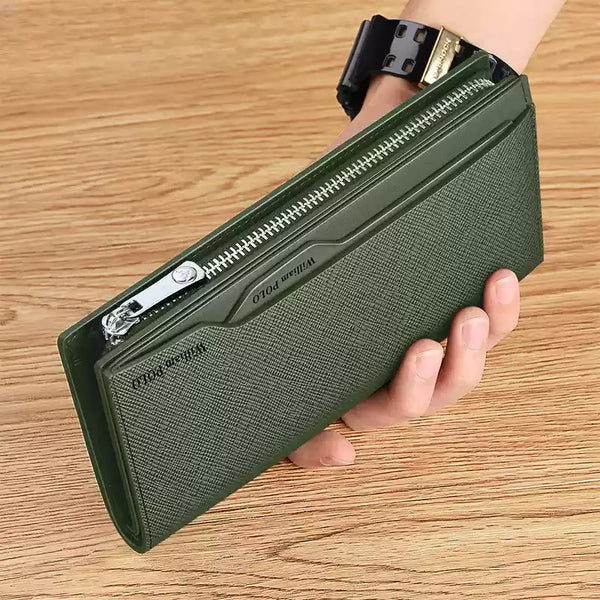Men's leather handbag, multifunctional long wallet