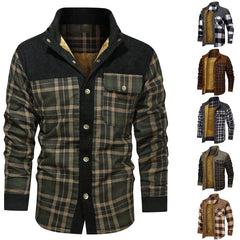 Men's Winter Wool Lined Flannel Plaid Shirt Jacket Coats