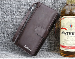 Baellerry Men's Long PU Wallet with Snap Button & Zipper