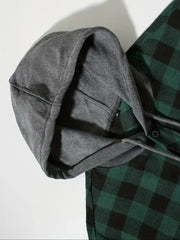 Men's Shirts Classic Plaid Casual Button Down Hooded