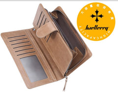 Baellerry Men's Long PU Wallet with Snap Button & Zipper