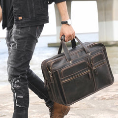 Vintage Men's Vintage Genuine Leather Briefcase Laptop Bag