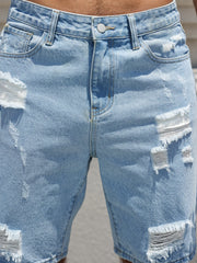 Hole washed Water Buffalo Denim Short Pants Trendy Shorts