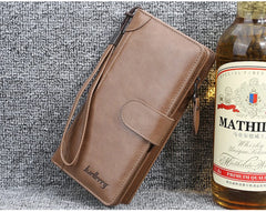 Baellerry Men's Long PU Wallet with Snap Button & Zipper