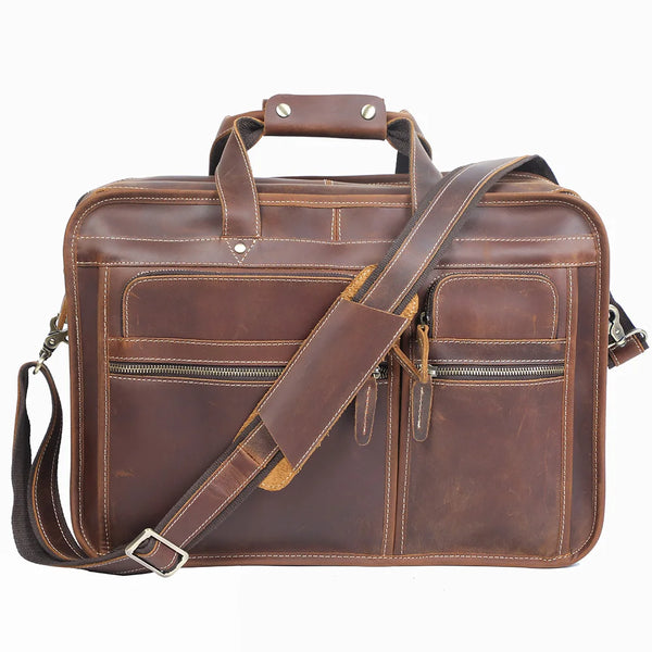 Vintage Men's Vintage Genuine Leather Briefcase Laptop Bag