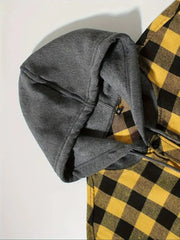 Men's Shirts Classic Plaid Casual Button Down Hooded