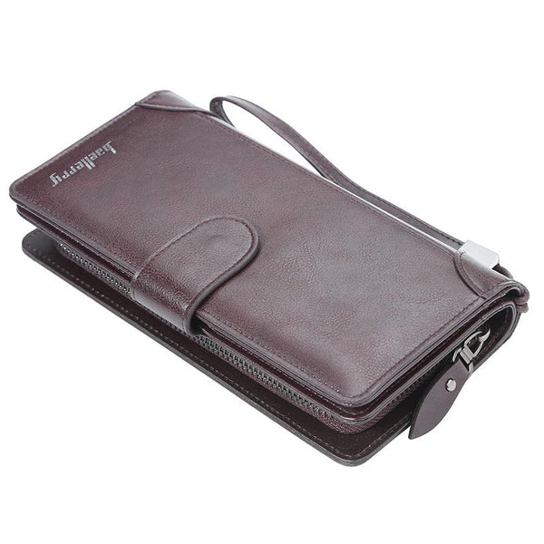 Baellerry Men's Long PU Wallet with Snap Button & Zipper