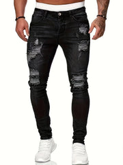 Men's Slim Fit Ripped Straight Leg Jeans,  Stretch Jeans